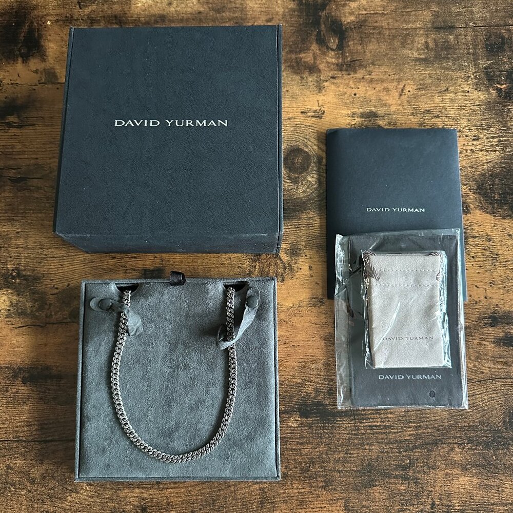 David Yurman Curb Chain Necklace w/ Black Diamonds - 6mm - 22"